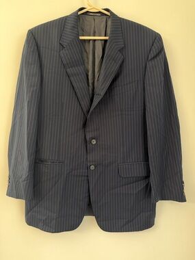 Corneliani Blazer 52R (US 42R) Navy Pinstripe Super 120s Wool Made In Italy